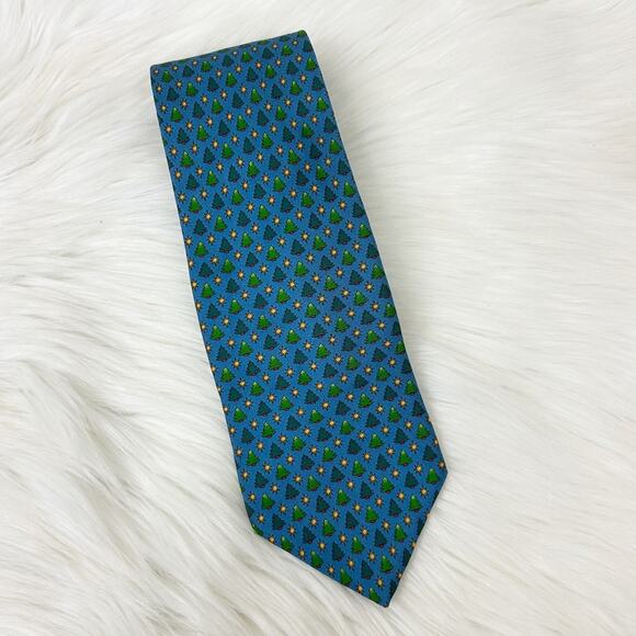 Brooks Brothers Men’s Silk Christmas Tree Print Tie - Picture 1 of 6